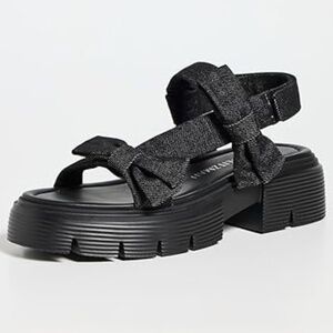 Stuart Weitzman Sofia Nolita Sandal Black Denim w Bows 9